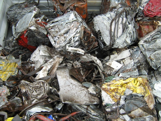 Baled HMS scrap bundles